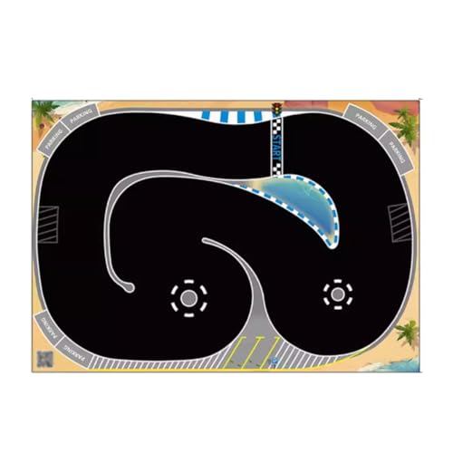 Thinkizen Rennbahn-Szenen-Matte, Fahrzeugmodell, 800 x 600 mm, für 1/32 1/43 1/64 1/76 RC-Autos, Drift-Track-Szenenmatte, lustiger und dynamischer Spielbereich für Modell-Renn-Fans von Thinkizen