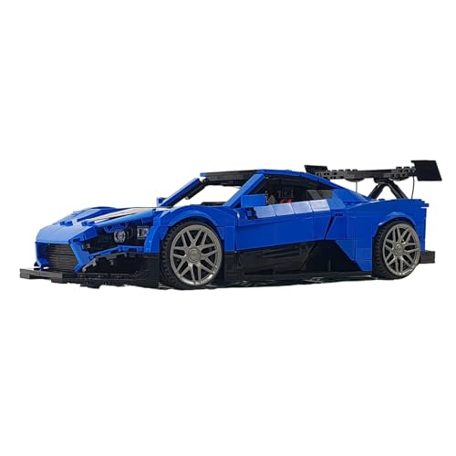 Thinkizen Supersportwagen Bausteine Sets, Auto-Modellbausatz, Blau Sportwagen-Bausteine, Supercar Sammler-Set, Rennwagen Sammelmodell für Autoliebhaber und Fans von Muscle Cars, 1457 Teile von Thinkizen