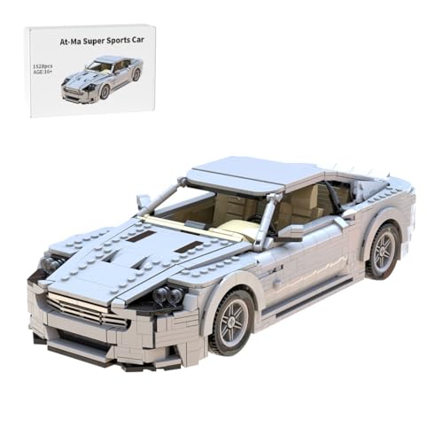 Thinkizen Supersportwagen Bausteine Sets, Grau Luxus Sportwagen-Bausteine mit abnehmbares Dach & Cabrio-Funktion, Auto-Modellbausatz, Rennwagen Sammelmodell für Autoliebhaber, 1528 Teile von Thinkizen