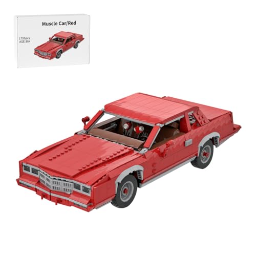 Thinkizen Supersportwagen Bausteine Sets, Rot V8 Sedan Modell Mit laufendem Motor, Türen & Kofferraum, Auto-Modellbausatz, Rennwagen Sammelmodell für Autoliebhaber & Erwachsene, 1700 Teile von Thinkizen