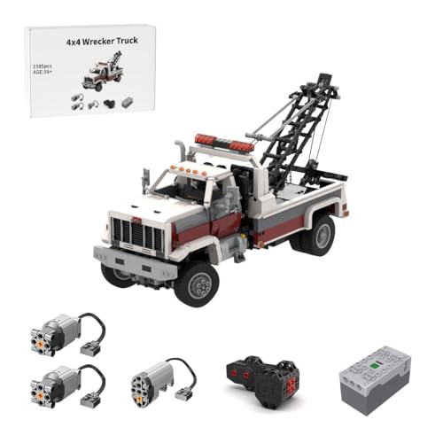 Thinkizen Technik Abschleppwagen LKW Modell, Technologie Ferngesteuert Zugfahrzeug mit, Lenkung, Federung & Haken, Trailer Building Block Konstruktionsfahrzeug für Erwachsene, 2385 Teile von Thinkizen