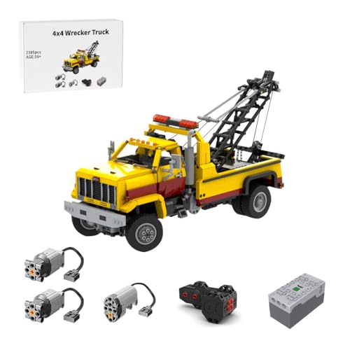 Thinkizen Technik Abschleppwagen LKW Modell, Technologie Ferngesteuert Zugfahrzeug mit, Lenkung, Federung & Haken, Trailer Building Block Konstruktionsfahrzeug für Erwachsene, 2385 Teile von Thinkizen