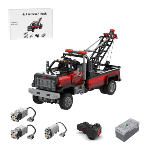 Thinkizen Technik Abschleppwagen LKW Modell, Technologie Ferngesteuert Zugfahrzeug mit, Lenkung, Federung & Haken, Trailer Building Block Konstruktionsfahrzeug für Erwachsene, 2385 Teile von Thinkizen