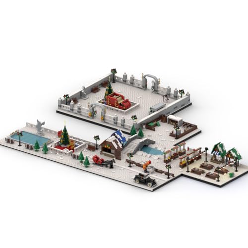 Weihnachtshaus Bausteine Modell, Großes Weihnachtsdorf Marktplatz Modular Gebäude, Winter Village Christmas Square, Architektur Haus Bausatz, Weihnachten Serie Bauklötze für Erwachsene, 5050Teile von Thinkizen