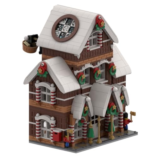Weihnachtshaus Bausteine Modell, Weihnachts Lebkuchenhaus Bausatz, Winter Weihnachtsdorf Modell mit Santas Werkstatt, Architektur Haus Bausatz, Weihnachten Bauklötze für Erwachsene, 2039Teile von Thinkizen