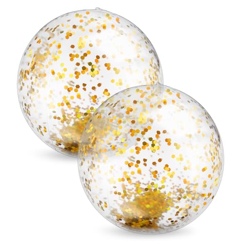 Thinp 2 Stk Aufblasbare Glitter Wasserbälle,Aufblasbarer Ball Pool,Schwimmbad Party Ball,Transparent Inflatable Wasserball,Wasserball Aufblasbar,für Sommeraktivitäten Freien Wasserspiele Strandparty von Thinp