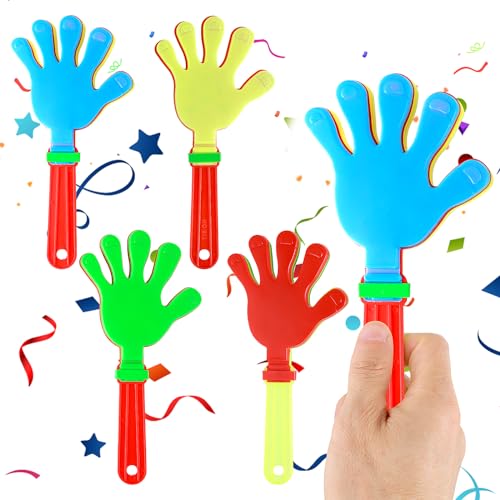 Thinp 4 Stück Handklöppel, Handklatscher Kunststoff klatschhand Hand Klöppel Krachmacher Farbe Sortiert Klöppel für Sportveranstaltungen, Flutsch Konzert Zubehör Geburtstag Gastgeschenke Partyzubehör von Thinp