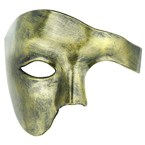 Thmyo Das Phantom der Venezianischen Karnevals-Maskerade-Maske des Vintagen Entwurfs-halber Gesichts-Männer (Antikes Gold) von Thmyo