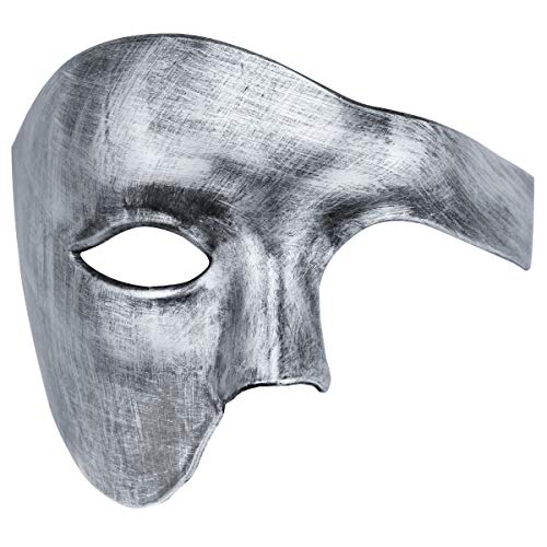 Thmyo Das Phantom der Venezianischen Karnevals-Maskerade-Maske des Vintagen Entwurfs-halber Gesichts-Männer (Antikes Silber) von Thmyo