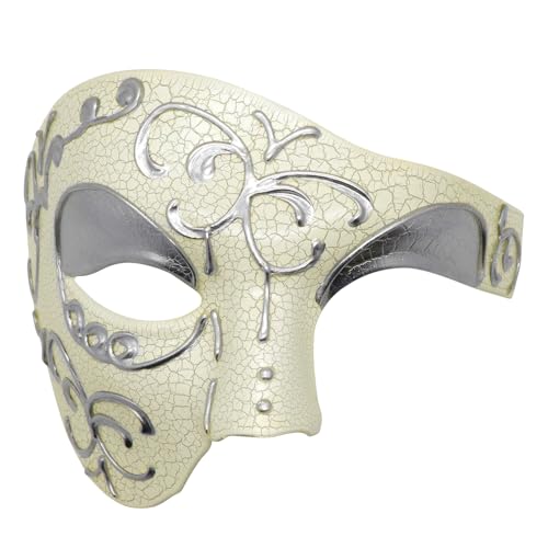 Das Phantom der Venezianischen Karnevals-Maskerade-Maske des Vintagen Entwurfs-halber Gesichts-Männer (Beige) von Thmyo