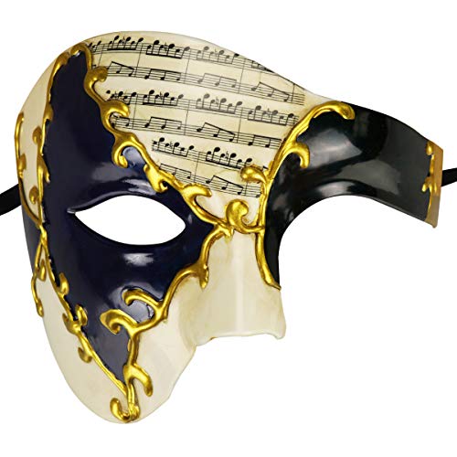 Thmyo Das Phantom der Venezianischen Karnevals-Maskerade-Maske des Vintagen Entwurfs-halber Gesichts-Männer (Beige & Blau + Schwarz 1) von Thmyo