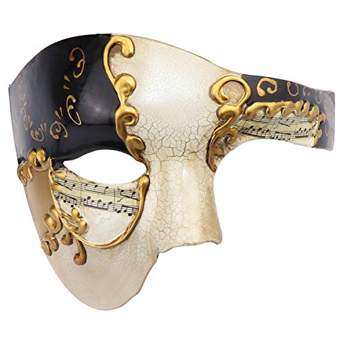Thmyo Das Phantom der Venezianischen Karnevals-Maskerade-Maske des Vintagen Entwurfs-halber Gesichts-Männer (Beige und Schwarz) von Thmyo