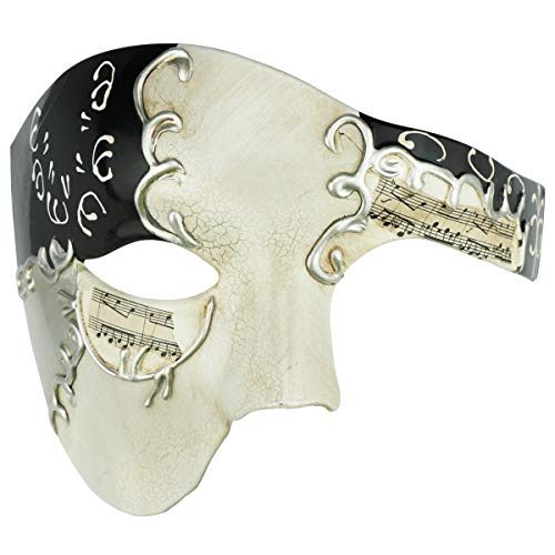 Thmyo Das Phantom der Venezianischen Karnevals-Maskerade-Maske des Vintagen Entwurfs-halber Gesichts-Männer (Beige & Schwarz 3 von Thmyo