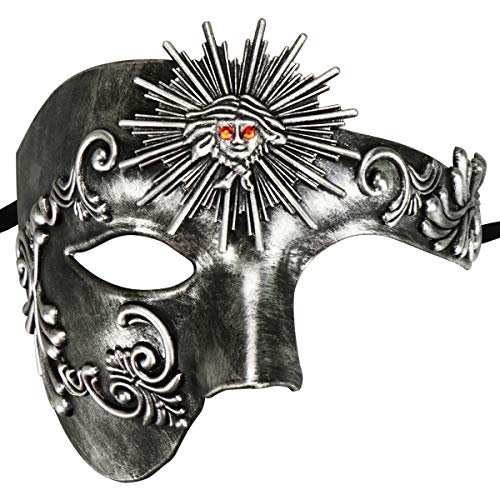 Thmyo Das Phantom der Venezianischen Karnevals-Maskerade-Maske des Vintagen Entwurfs-halber Gesichts-Männer (Sonnengott Antik Silber) von Thmyo