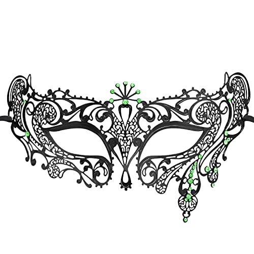 Thmyo Halloween Maske Maske Laser geschnittene Metall Damen Maskerade Maske venezianische Maske (Schwarz + grün) von Thmyo