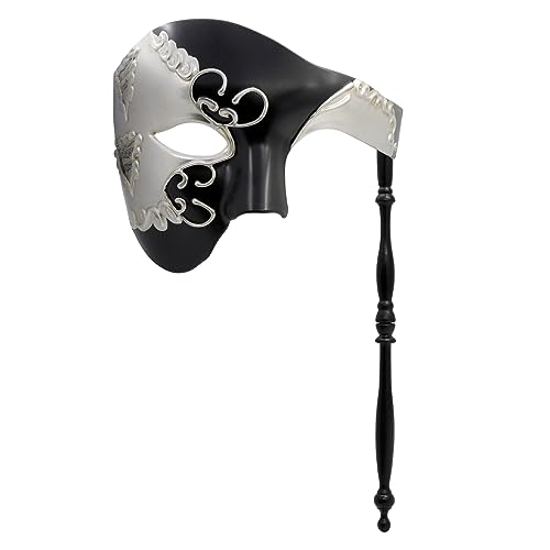 Thmyo Handheld-Halbgesichtsmaske für Herren, Phantom der Oper, Vintage-Design, venezianischer Karnevalsmaske mit Haltestab, Party-Kostüm-Zubehör, 07R15K12YJ, Maks-7 Thmyo Handheld-Halbgesichtsmaske für Herren, Phantom der Oper, Vintage-Design, venezianischer Karnevalsmaske mit Haltestab, Party-Kostüm-Zubehör, 07R15K12YJ, Maks-7 von Thmyo
