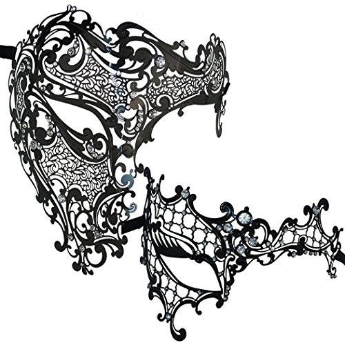 Thmyo Paar Maske Sets venezianischen Phantom der Oper Laser geschnittene Metall Maske (schwarz 1) von Thmyo