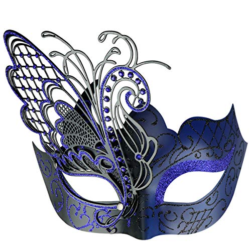 Schmetterlings-Dame Masquerade Mask, funkelnde venezianische Halloween-Karneval-Abschlussball-Maske (Schwarz + blau) von Thmyo