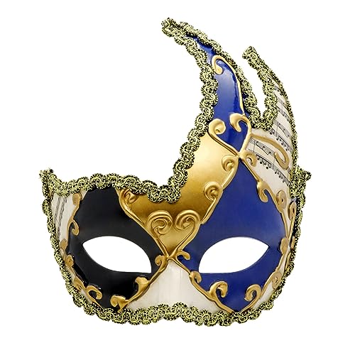 Venezianische Karnevalsmaske für Herren, Vintage-Design, Halbgesicht, Phantom der Oper, Blau und Schwarz Venezianische Karnevalsmaske für Herren, Vintage-Design, Halbgesicht, Phantom der Oper, Blau und Schwarz von Thmyo