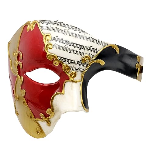 Venezianische Karnevalsmaske für Herren, Vintage-Design, Halbgesicht, Phantom der Oper, Schwarz und Rot Venezianische Karnevalsmaske für Herren, Vintage-Design, Halbgesicht, Phantom der Oper, Schwarz und Rot von Thmyo