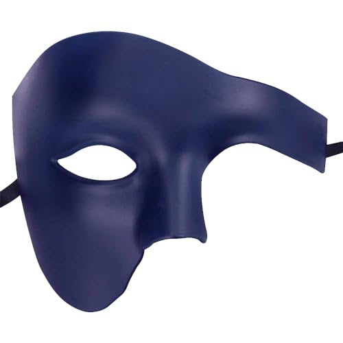 Venezianische Maske für Herren, Halbgesichts-Phantom der Oper, dunkelblau von Thmyo