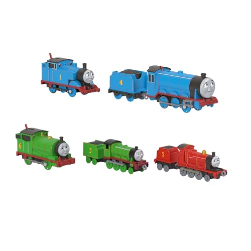 Thomas & Seine Freunde Spielzeugeisenbahnen von Fisher-Price, 2 große Die-Cast-Loks und 3 motorisierte Züge mit klassischen Figuren, inklusive Spielmatte, JHF10 von Thomas & Friends
