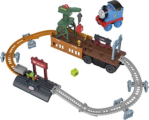 Thomas & Friends Fisher-Price 2-in-1 Spiel-Set mit wandelbarer Lok Thomas, Schiebezug- und Strecken-Set, mit Aufbewahrung und Arbeitskran, für Kinder ab 3 Jahren Mehrfarbig von Thomas und seine Freunde