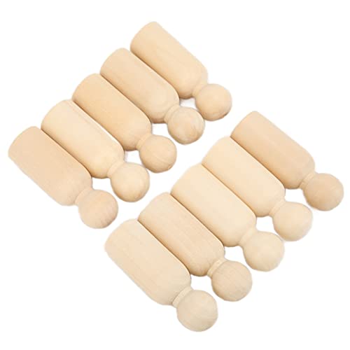 10 Unvollendete Hölzerne Peg Dolls DIY -Bastelset, Glatt und Sicher für, mit Farbe, Markierungen mit Filz, Stoff, Garn, Schima Superba -Material, Ornamente (75 mm Junge) von Thonlai