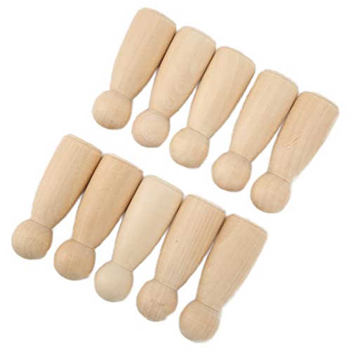 10 Unvollendete Hölzerne Peg Dolls DIY -Bastelset, Glatt und Sicher für, mit Farbe, Markierungen mit Filz, Stoff, Garn, Schima Superba -Material, Ornamente (75 mm Mädchen) von Thonlai