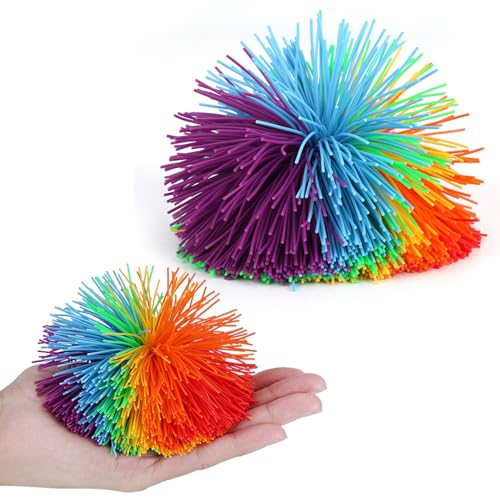 Monkey Stringy Bälle, Sensorische Zappelspielzeug Stressbälle, Regenbogenpom Bouncy Bälle Spielzeug Spaßparty Geburtstag Gunst von Thonlai