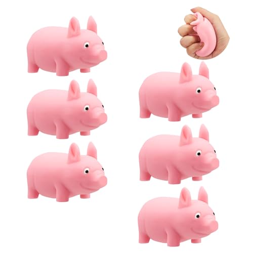 Thoquene 6 Stück Anti Stress Schwein, Squishy Stresstoy Pig, Antistress Stressball Stressschwein(Rosa) von Thoquene