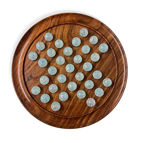 Holz-Solitär-Brettspiel mit Schneeflocken-weißen und aquamarinfarbenen Glasmurmeln, klassisches Solitärspiel aus Holz, Strategie-Brettspiel, Familien-Brettspiel, Spiele für einen, Brettspiele Holz-Solitär-Brettspiel mit Schneeflocken-weißen und aquamarinfarbenen Glasmurmeln, klassisches Solitärspiel aus Holz, Strategie-Brettspiel, Familien-Brettspiel, Spiele für einen, Brettspiele von Thorness
