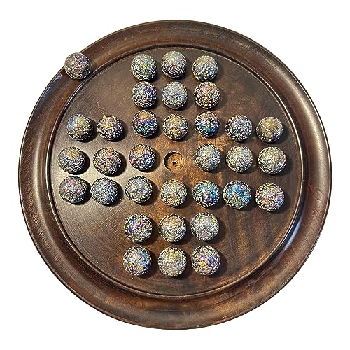 Solitär-Brettspiel aus Holz mit Glitzerbomben-Glasmurmeln, klassisches Solitär-Spiel aus Holz, Strategie-Brettspiel, Familien-Brettspiel, Spiele für eine Person, Brettspiele für eine Person, Solitär-Brettspiel aus Holz mit Glitzerbomben-Glasmurmeln, klassisches Solitär-Spiel aus Holz, Strategie-Brettspiel, Familien-Brettspiel, Spiele für eine Person, Brettspiele für eine Person, von Thorness