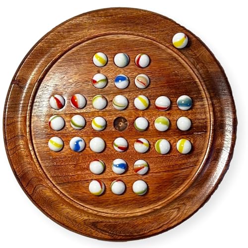 Solitaire Brettspiel aus Holz, 22 cm Durchmesser, mit Old Glory White Swirl Glasmurmeln, klassisches Solitärspiel aus Holz, Strategie-Brettspiel, Familien-Brettspiel, Spiele für einen, Brettspiele Solitaire Brettspiel aus Holz, 22 cm Durchmesser, mit Old Glory White Swirl Glasmurmeln, klassisches Solitärspiel aus Holz, Strategie-Brettspiel, Familien-Brettspiel, Spiele für einen, Brettspiele von Thorness