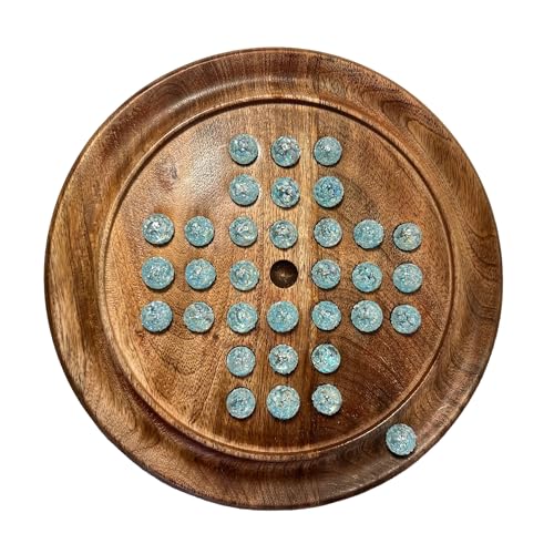 Solitaire Brettspiel aus Holz mit Schneeflocken-Glasmarmoren, 22 cm Durchmesser, klassisches Solitär-Spiel aus Holz, Strategie-Brettspiel, Familien-Brettspiel, Spiele für eine Person, Brettspiele Solitaire Brettspiel aus Holz mit Schneeflocken-Glasmarmoren, 22 cm Durchmesser, klassisches Solitär-Spiel aus Holz, Strategie-Brettspiel, Familien-Brettspiel, Spiele für eine Person, Brettspiele von Thorness