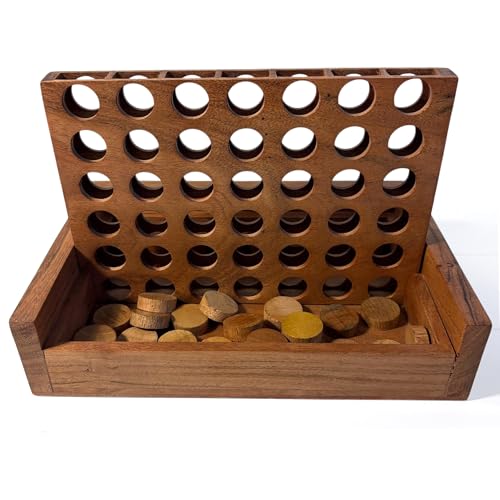 Thorness 4-in-a-Row-Spiel aus Holz – Classic Connect 4 Strategie-Brettspiel für Kinder und Erwachsene – langlebiges, umweltfreundliches Holz, tragbar und bildschirmfreier Familienspaß von Thorness