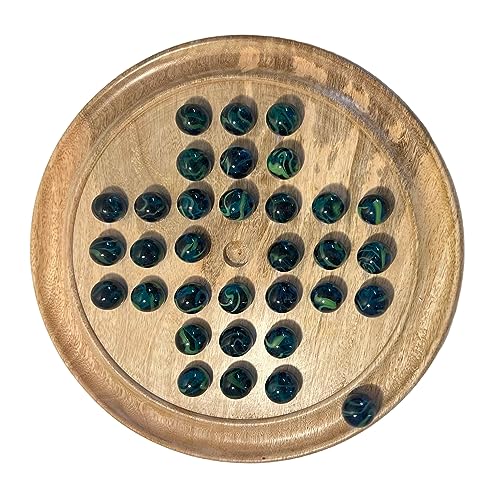 Thorness Solitaire Brettspiel aus Holz, 30 cm Durchmesser, klassische Edition, Strategie-Familienspiel, 1 Spieler, ab 13 Jahren von Thorness