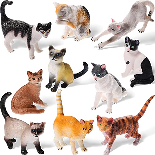 10 Realistische Katzenfiguren Mini Kätzchen Figuren Kunststoff Katze Miniatur Tierfiguren Spielset Geburtstag Mitgebsel für Jungen Mädchen Katzenliebhaber Tortenfigur Lehrreich Armaturenbrett Deko von Threan