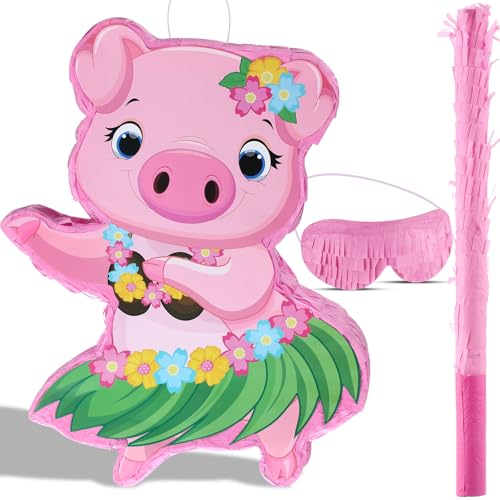 Kleine Schwein Pinata Hawaii Party Dekoration Rosa Schweine Pinata mit Augenbinde Konfetti für Kinder Sommer Hawaii Aloha Tropische Themen Geburtstag Party Zubehör, 16,5 x 12,4 x 3,1 Zoll Kleine Schwein Pinata Hawaii Party Dekoration Rosa Schweine Pinata mit Augenbinde Konfetti für Kinder Sommer Hawaii Aloha Tropische Themen Geburtstag Party Zubehör, 16,5 x 12,4 x 3,1 Zoll von Threan
