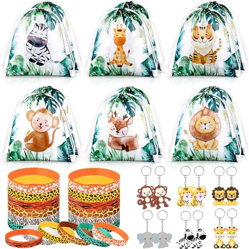 Threan 36 Dschungel Safari Partygeschenke Set 12 Wilde Tiere Party Rucksäcke mit Kordelzug Dschungel Party Geschenktüten 12 Tiere Silikonarmband 12 Dschungel Acryl Schlüsselring für Den Kinder Zoo Threan 36 Dschungel Safari Partygeschenke Set 12 Wilde Tiere Party Rucksäcke mit Kordelzug Dschungel Party Geschenktüten 12 Tiere Silikonarmband 12 Dschungel Acryl Schlüsselring für Den Kinder Zoo von Threan