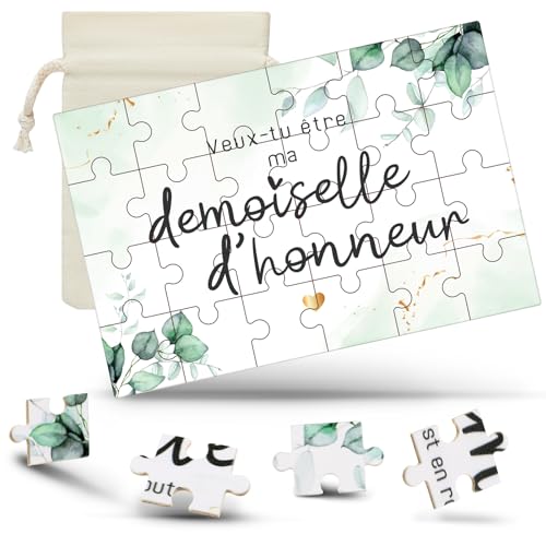 Threan Brautjungfern Puzzle aus Holz Ankündigungspuzzle Fragen Sie Das Puzzle mit Canvas Kordelzug Beutel von Threan