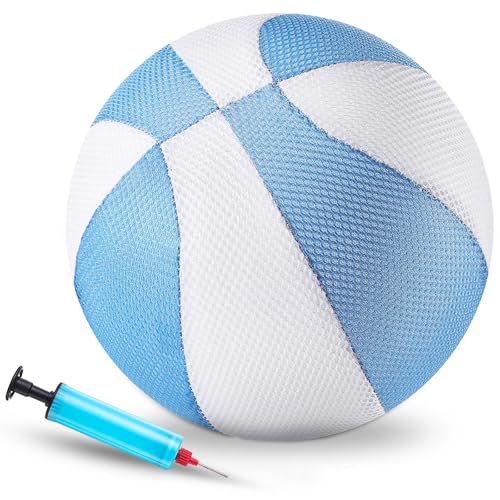 Threan Wasserdichter Basketball mit Grifftechnologie, Wasser-, Strand-, Pool-Basketball für Teenager, Erwachsene, Poolspiel, Outdoor- und Indoor-Poolside (22,9 cm, Blau-Weiß) von Threan