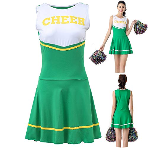 ThreeH Musikalische Uniform für Frauen Highschool Cheerleader Kostüm eine Größe KEIN Pom-Pom,Green ThreeH Musikalische Uniform für Frauen Highschool Cheerleader Kostüm eine Größe KEIN Pom-Pom,Green von ThreeH