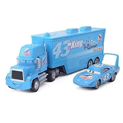 Pixar Cars 3 2pcs Chick Hicks Lightning McQueen Uncle Container Truck 1:55 Diecast Metal Modle Toy Birthday Gift for Children (Color : The King) von Threegoat