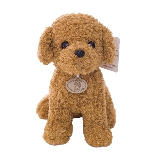 Realistisch Teddy Dog,25cm Simulation Teddy Pudel Hunde Spielzeug Plüschpuppe Welpe Suffed Doll Plüschtier,Plüsch Stofftier Hund Puppe Stofftier, Weihnachten Kuscheltier, Spielzeug Geschenk für Kinde von Threegoat