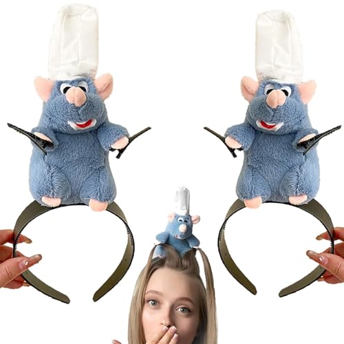 Threegoat Cartoon Remy Ratatouille Kopfhülle Süße Maus Ohrringe Haarnadel Ratatouille Kleidung Maus Ohrringe Stoff Tier Kopfhülle Cartoon Kleidung Elemente Lustige Geschenke (2 Stück) von Threegoat
