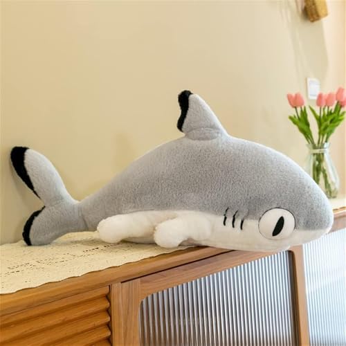 Threegoat Creative Hai Katze Kissen Plüsch Süße Puppe Kinder Mädchen Großes Kissen Weich Schlafzimmer Dekoration Hai Katze 90 cm von Threegoat