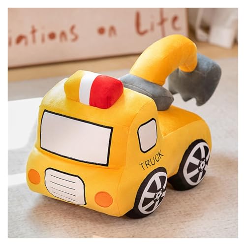 Threegoat Feuerwehrwagen Plüsch, Niedliches Bildungsträchtiges Fahrzeug Kuscheltier Spielzeug für Kleinkinder Lernen Spielen Jungen(Excavator,25cm) von Threegoat