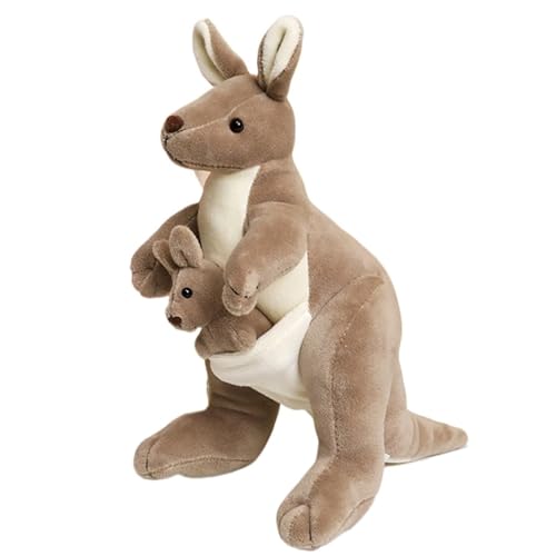 Threegoat Känguru Mama und Baby Plüschtiere, Niedliches Kuscheltier für Kinder Spielen und als Schlafzimmerdekoration(27cm) von Threegoat