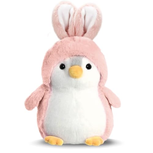 Threegoat Kuscheltier Pinguin Plüschtier für Mädchen, Stofftier Schmusetier zum Kuscheln & Spielen, Plüschtier Pinguin Geschenk, Penguins Plush Für Mädchen(Rosa Hasenohren Pinguin, 20cm) von Threegoat